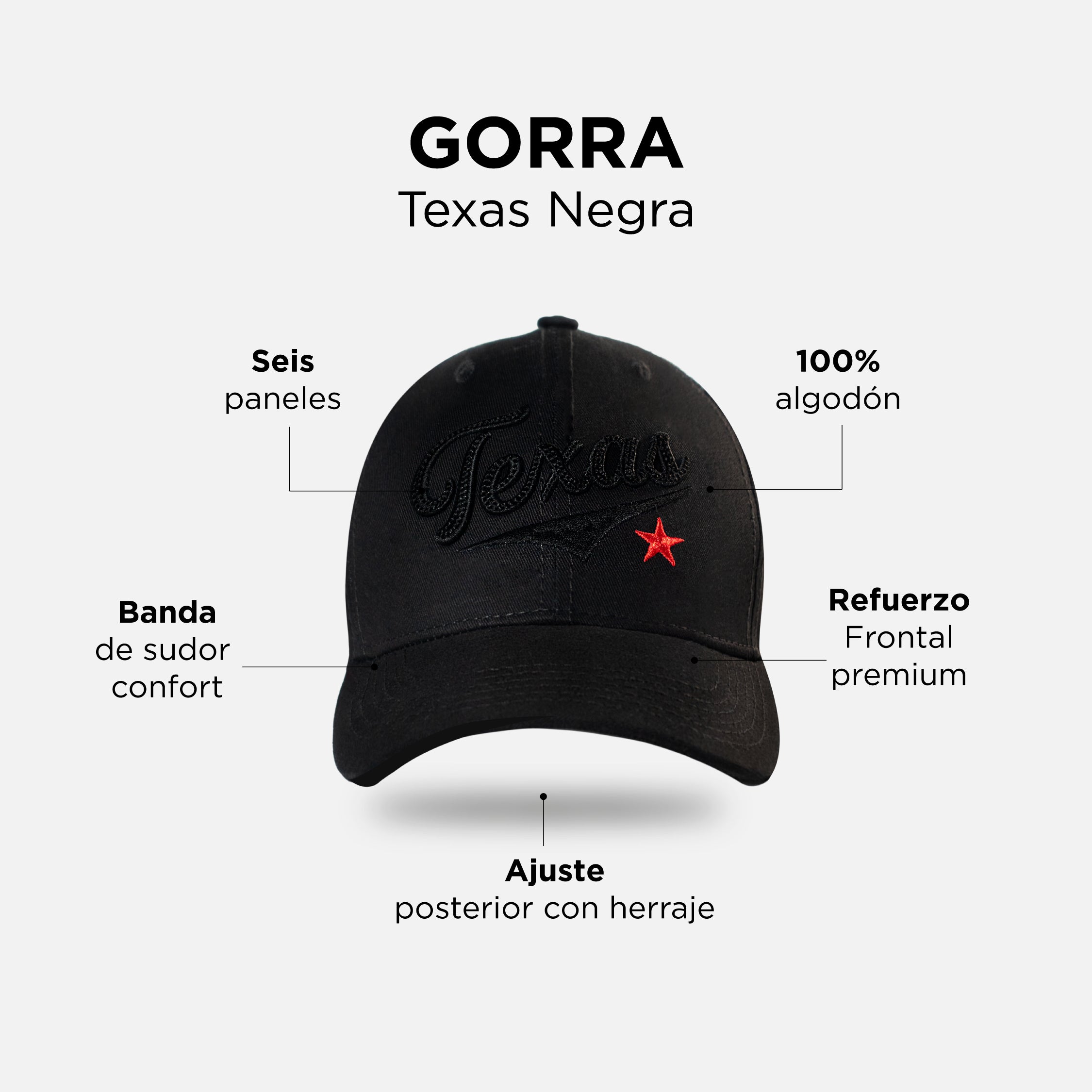 GORRA LAZO TEXAS NEGRA